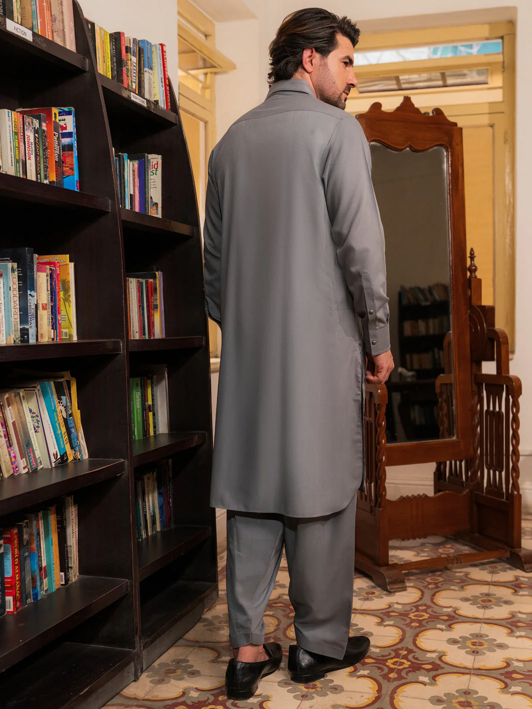 GREY BLENDED KAMEEZ SHALWAR | ALWA-KS-531/AM-6297B - Image 2