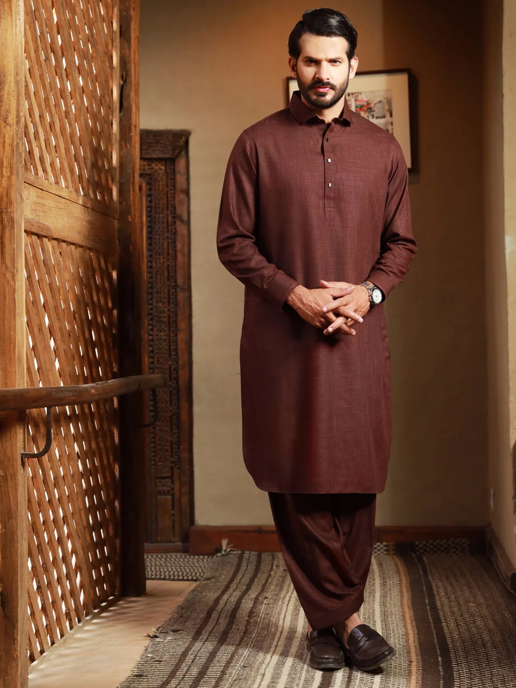MAROON VISCOSE KAMEEZ SHALWAR | ALWA-KS-US-311/AM-5053D