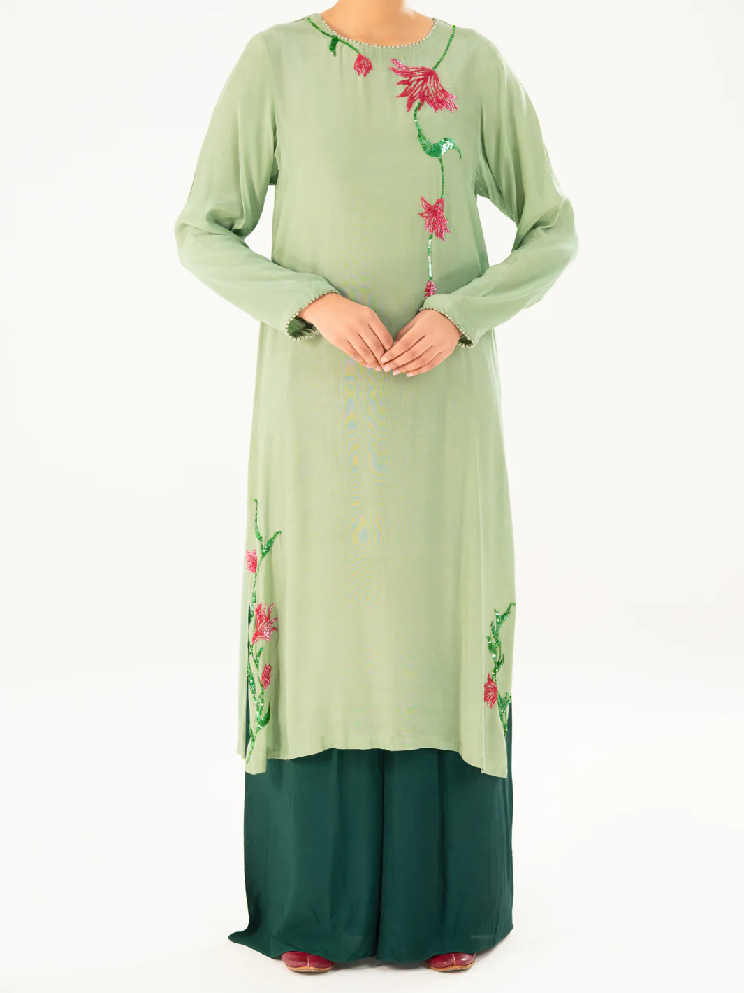 LIGHT GREEN THAI SILK 2PC STITCHED | AWP-2PS-LKS-822/AM-2869A
