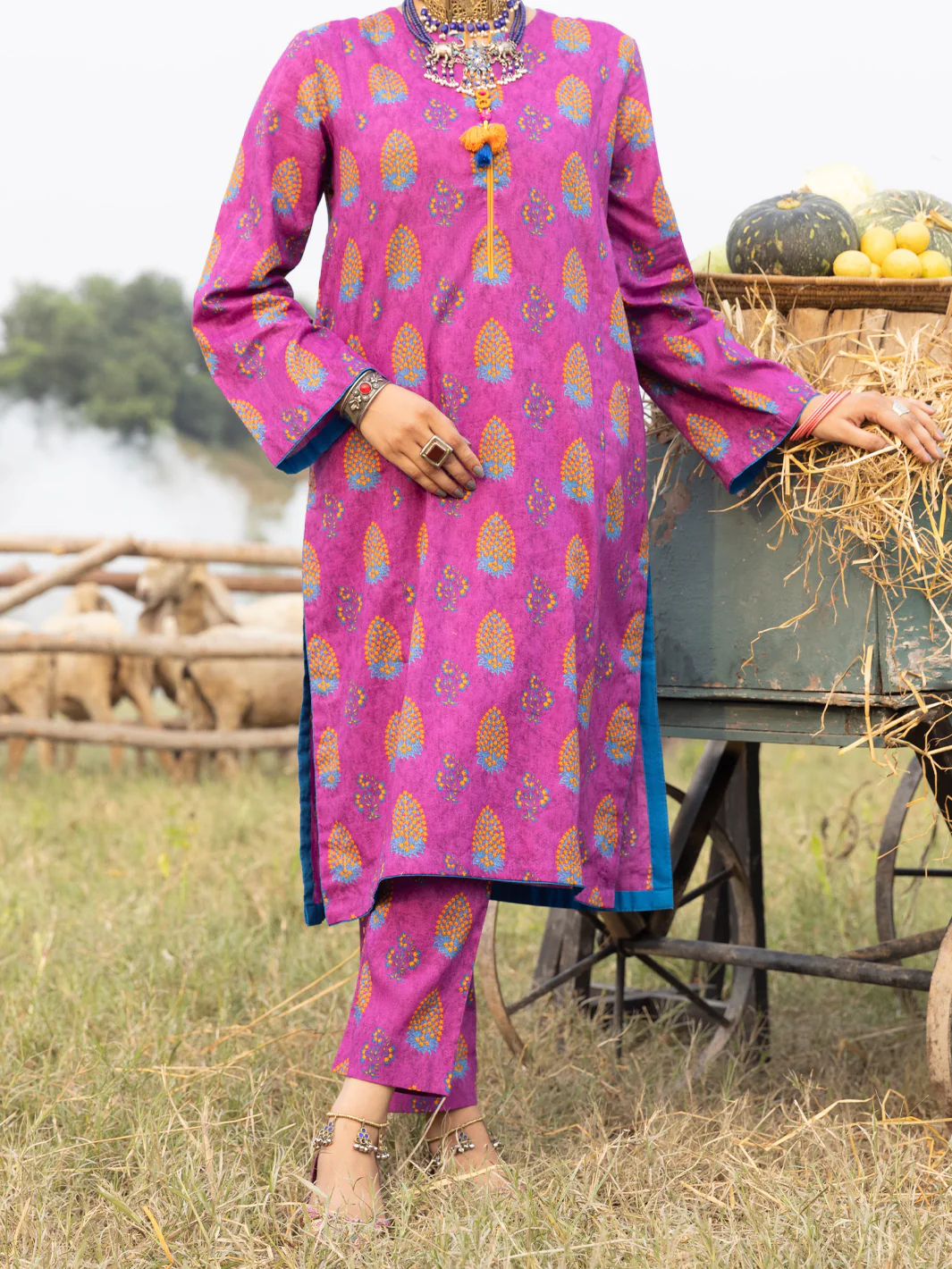 AUBERGINE CAMBRIC 2PC UNSTITCHED | AWP-2PS-US-523 FB-523A