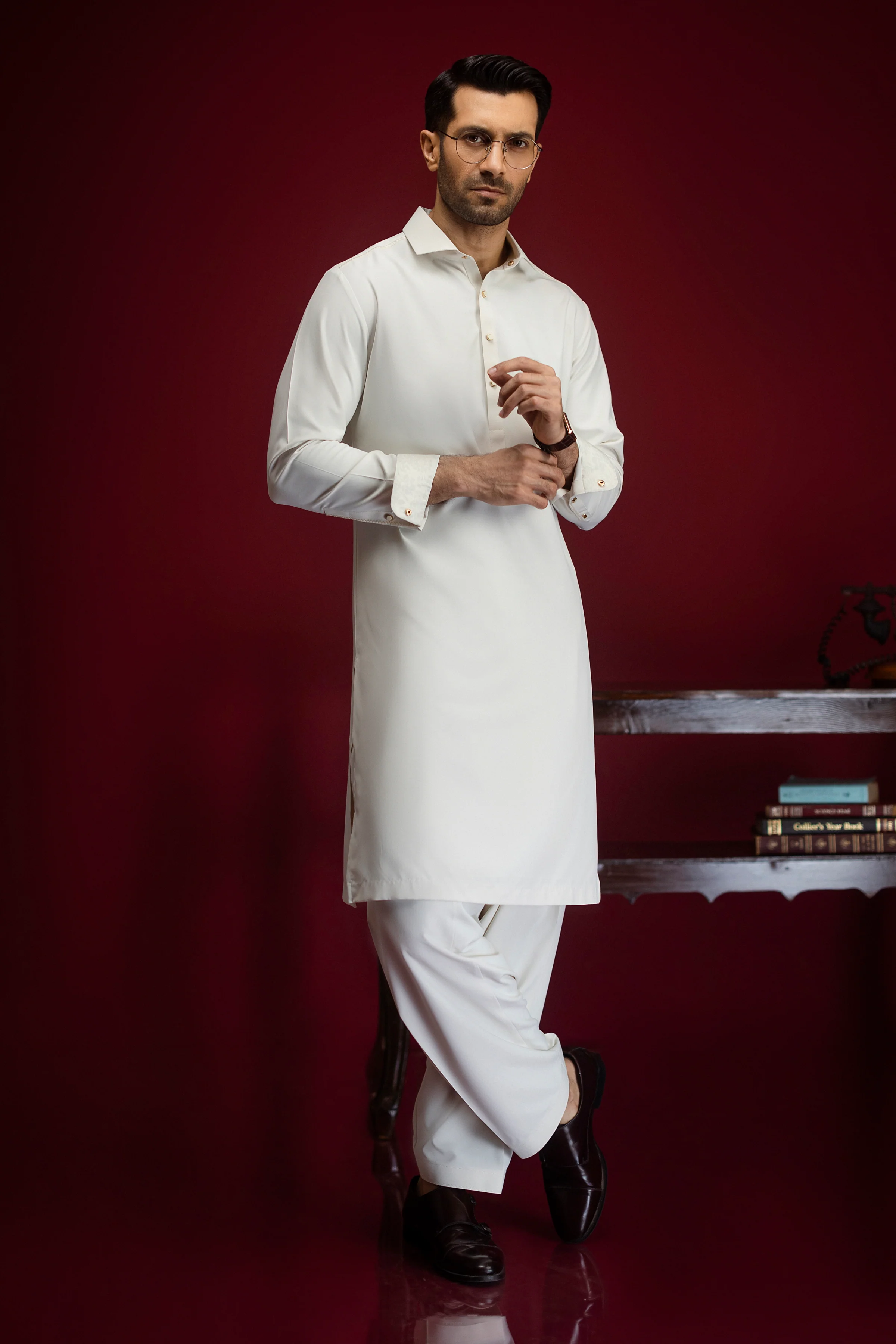 CREAM BLENDED KAMEEZ SHALWAR | CCMKS-S-39576-A3