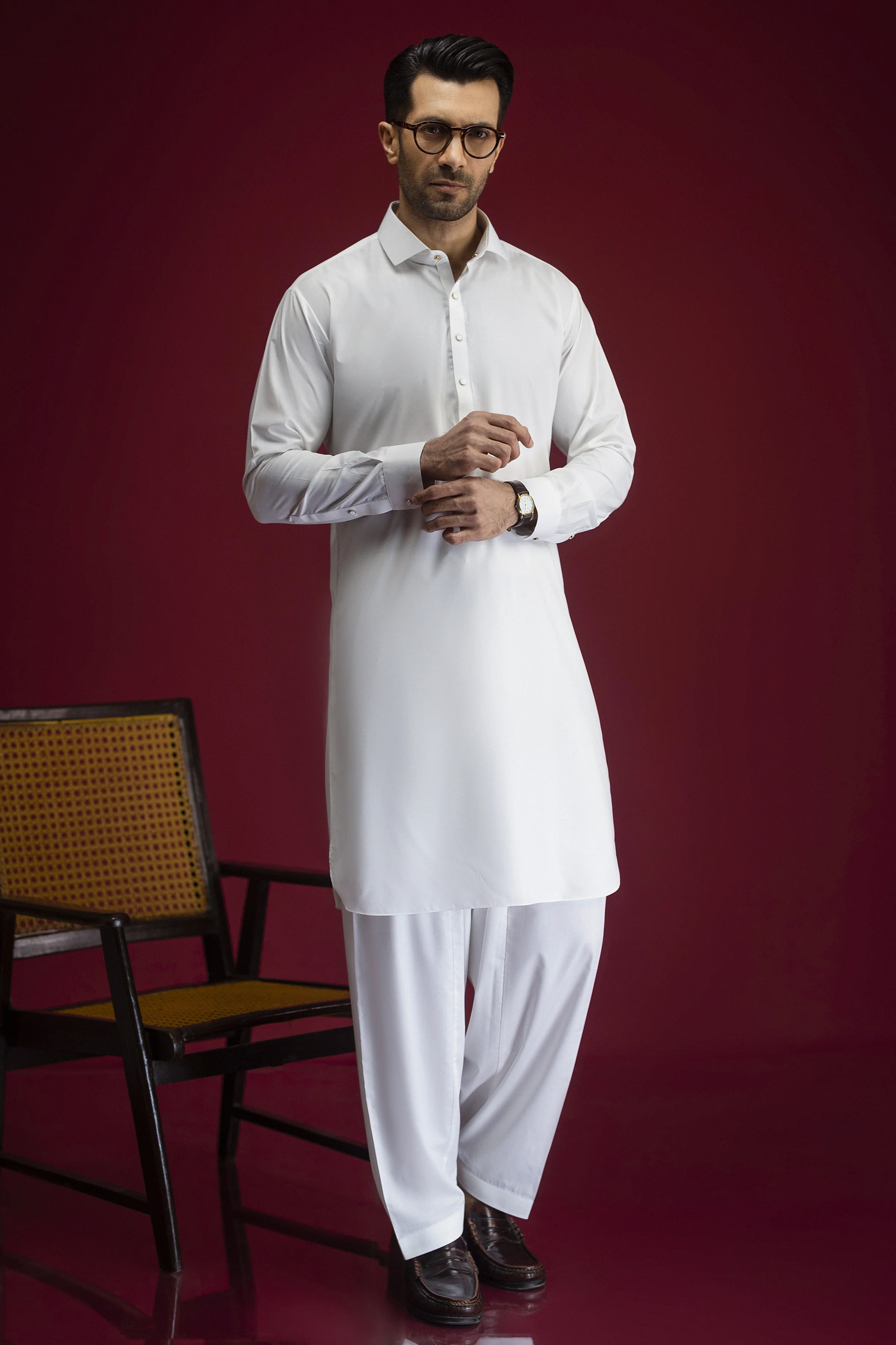 OFF WHITE BLENDED KAMEEZ SHALWAR | CCMKS-S-39584-A3
