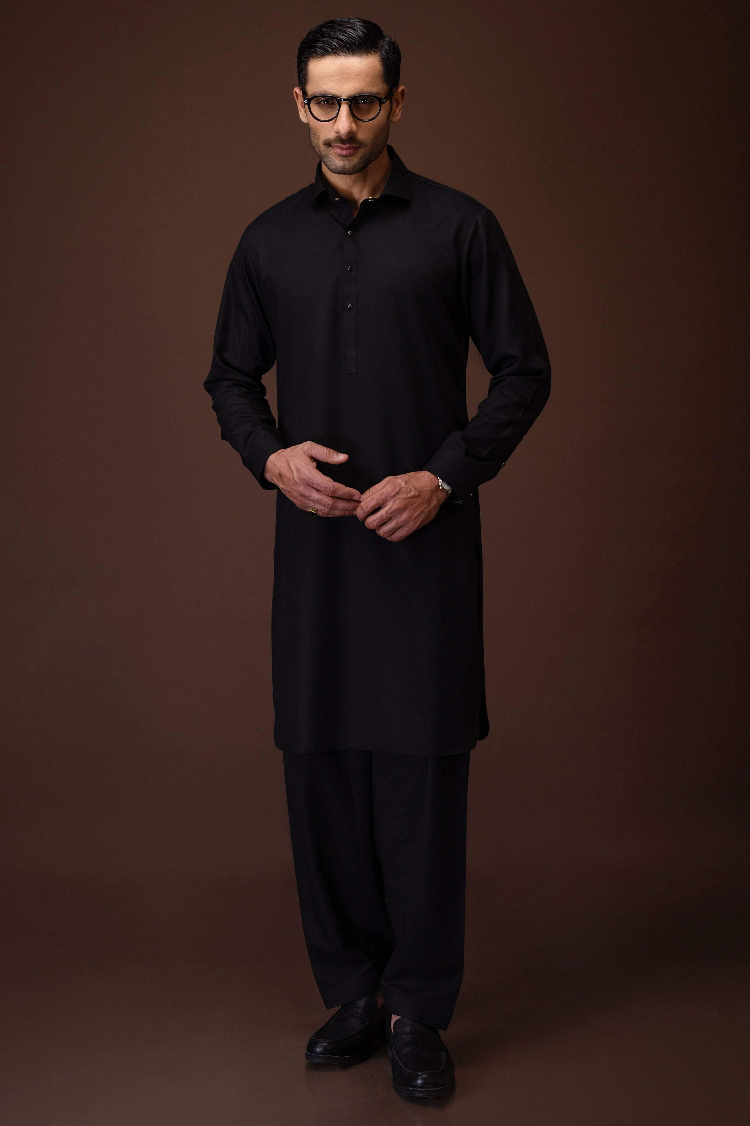 BLACK BLENDED KAMEEZ SHALWAR | CCMKS-S-39590-A1