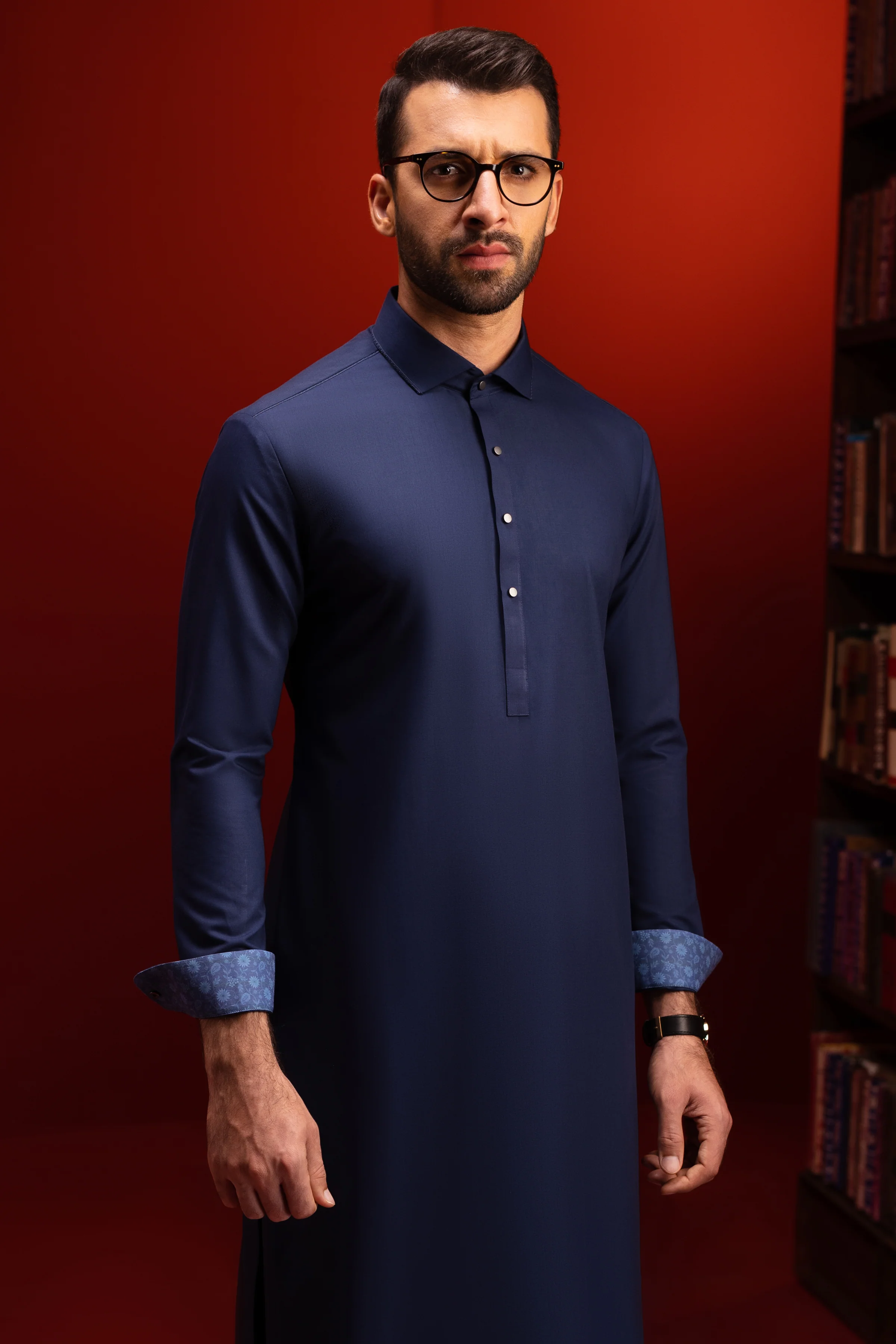 NAVY BLENDED KAMEEZ SHALWAR | CCMKS-S-US-39413-2/4-ANTALYA - Image 4