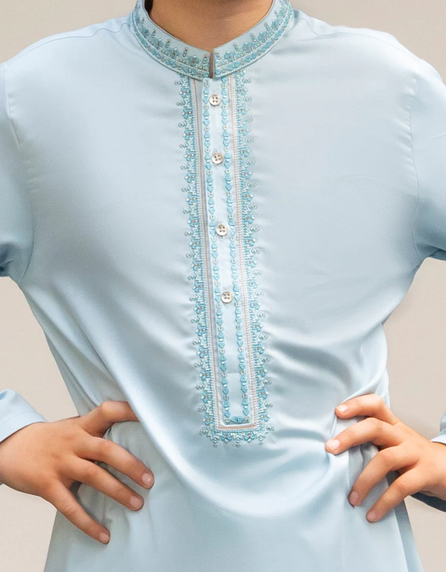 SKY BLUE BLENDED KURTA | JCK-A-39292/S25/JJ9954-FL - Image 3