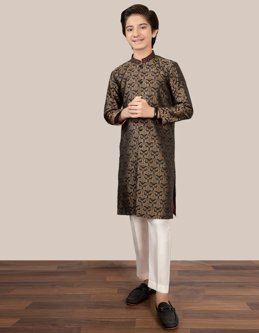 BLACK GOLD JAMAWAR SPECIAL KURTA | JCK-SP-US-35829/S22/JJ7393-FL