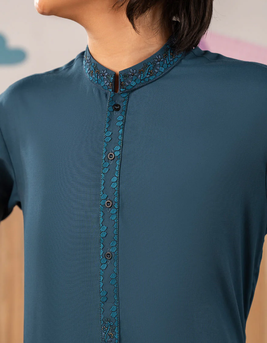 TEAL BLENDED KURTA TROUSERS | JCKP-A-39248/S25/JJ10099-SF - Image 3
