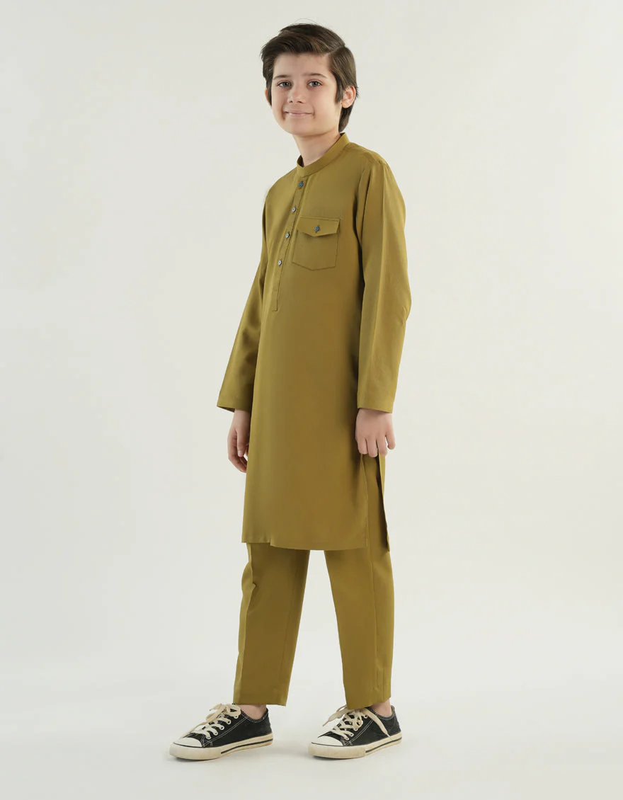 OLIVE GREEN BLENDED KURTA TROUSERS | JCKP-A-46483/S24/JJ9617-CL