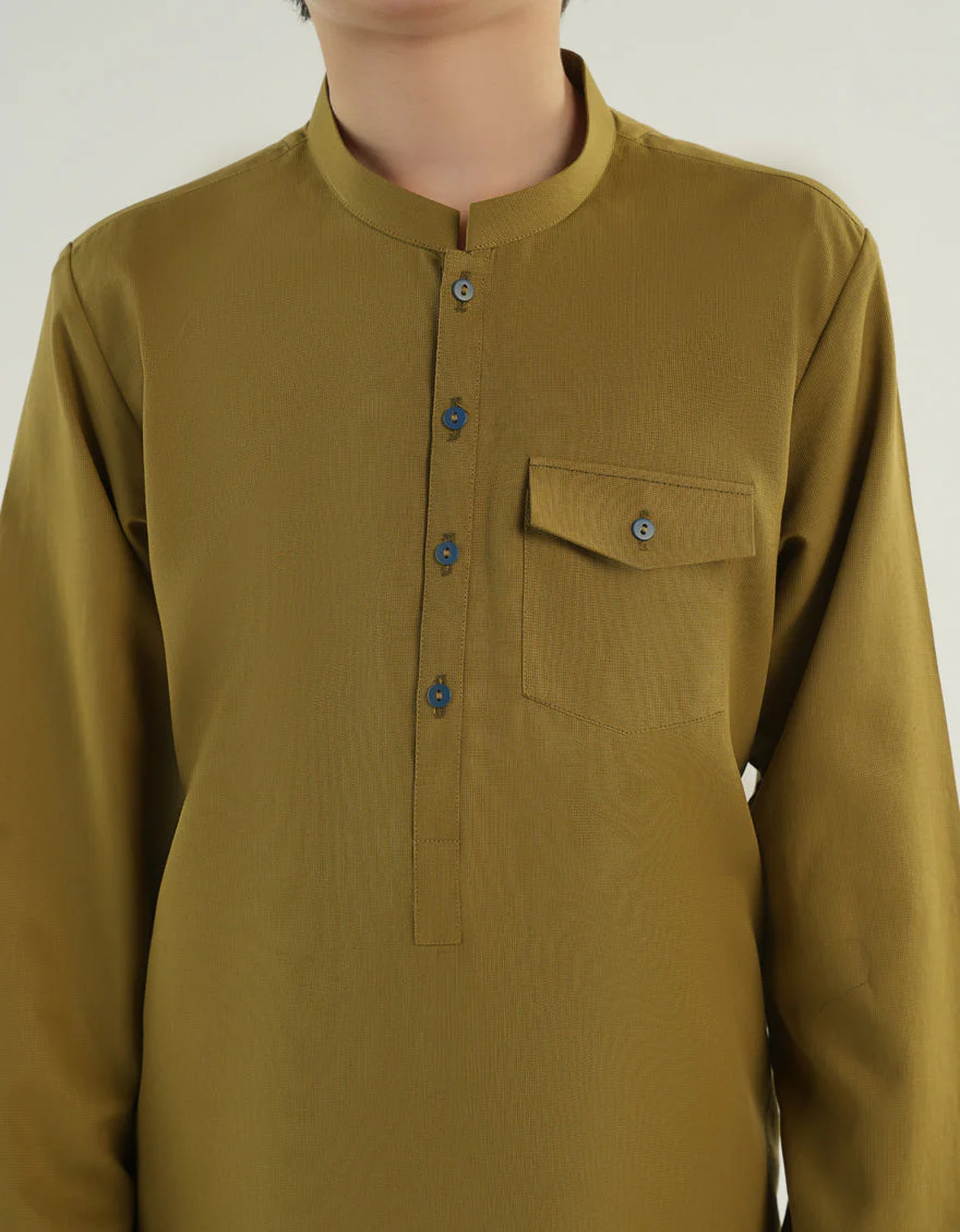 OLIVE GREEN BLENDED KURTA TROUSERS | JCKP-A-46483/S24/JJ9617-CL - Image 2