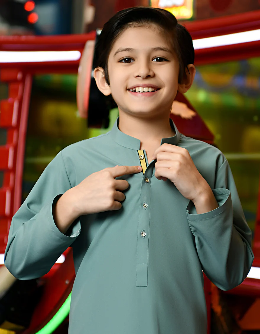 SAGE GREEN BLENDED KURTA TROUSERS | JCKP-S-US-38777/S23/JJ8726-PN - Image 2
