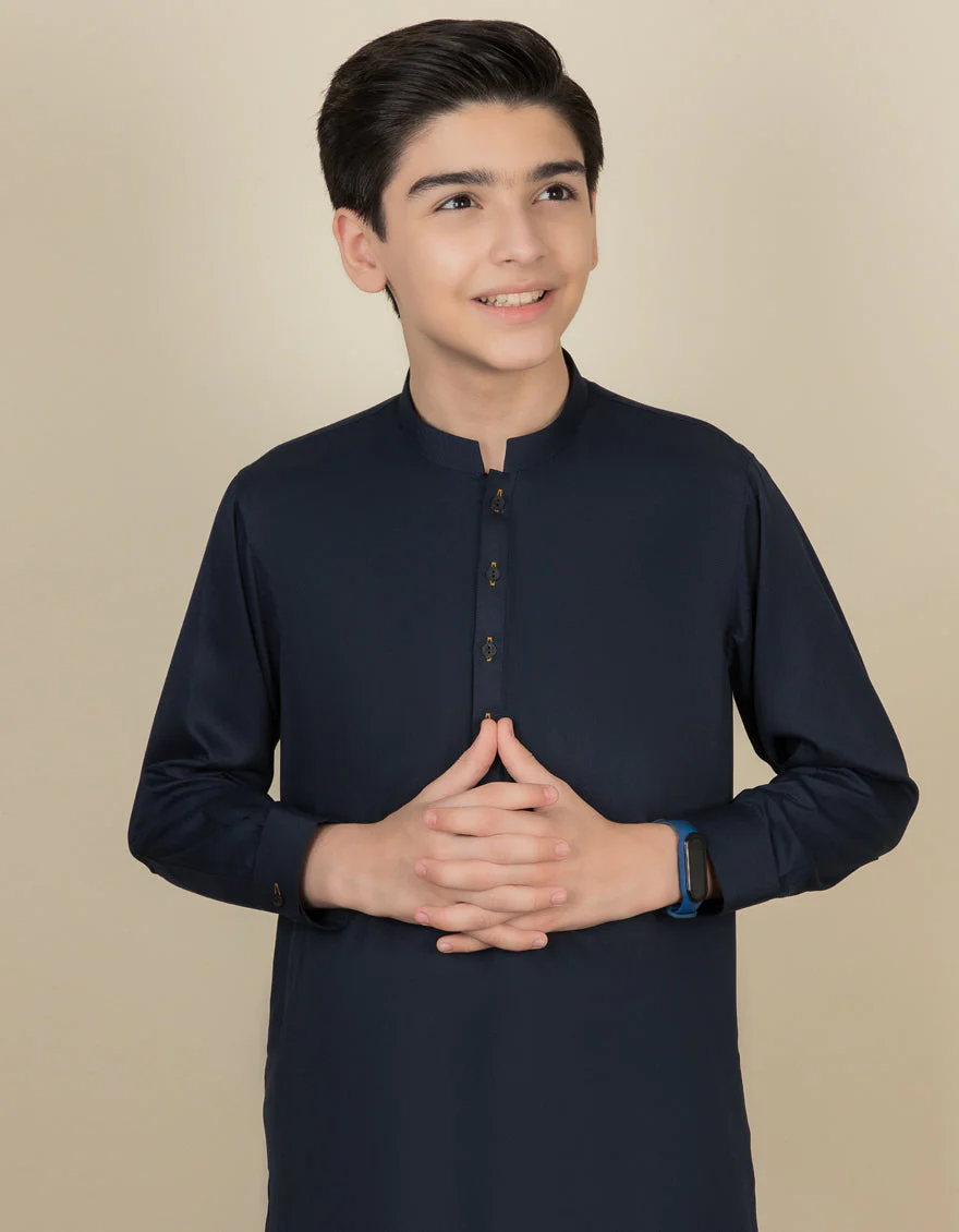 NAVY BLUE BLENDED KAMEEZ SHALWAR | JCKS-A-35835-R17-AP/S25/JJ9772-PN - Image 2