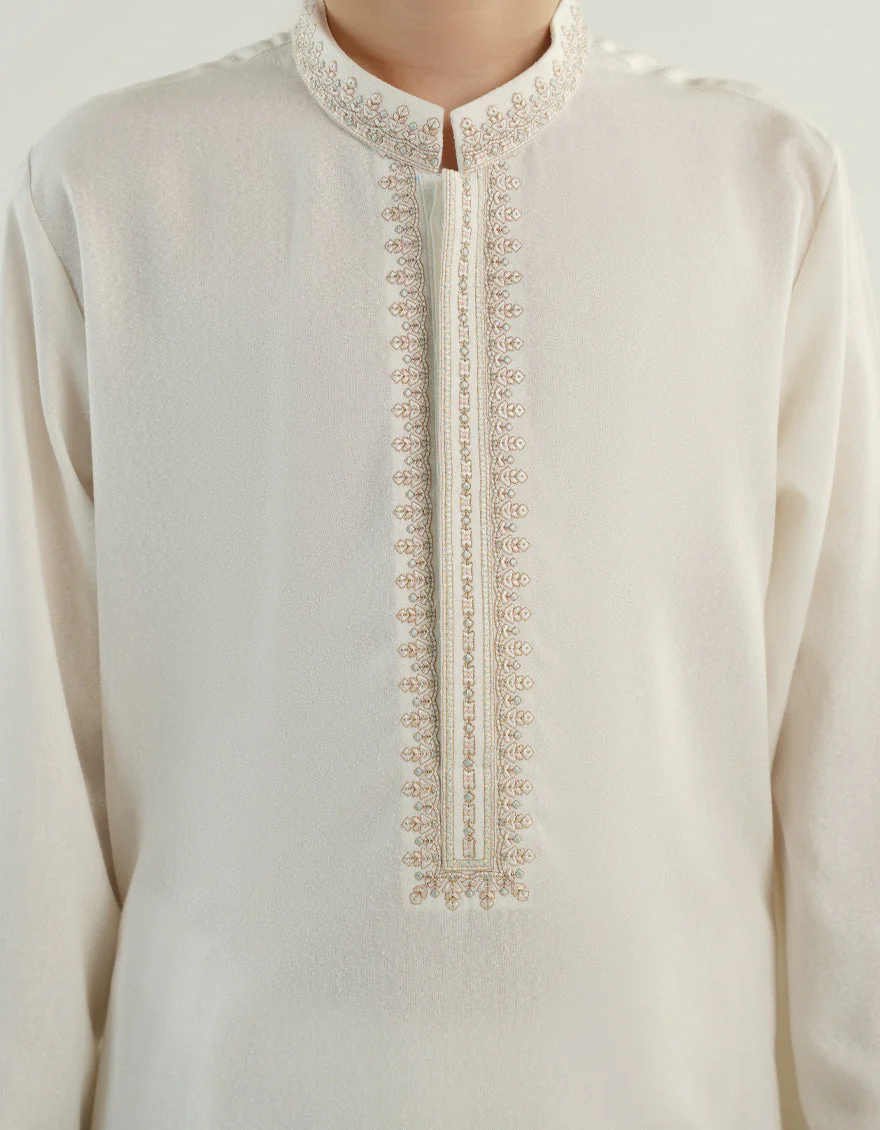 OFF WHITE BLENDED KAMEEZ SHALWAR | JCKS-A-39213/S24/JJ9427-FL - Image 3