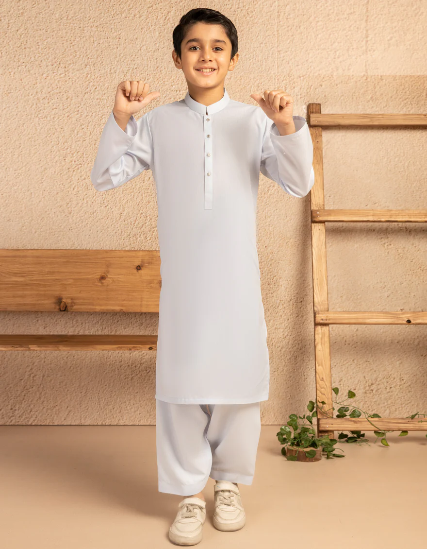 SKY BLUE BLENDED KAMEEZ SHALWAR | JCKS-A-39361/S25/JJ9815-PN - Image 3