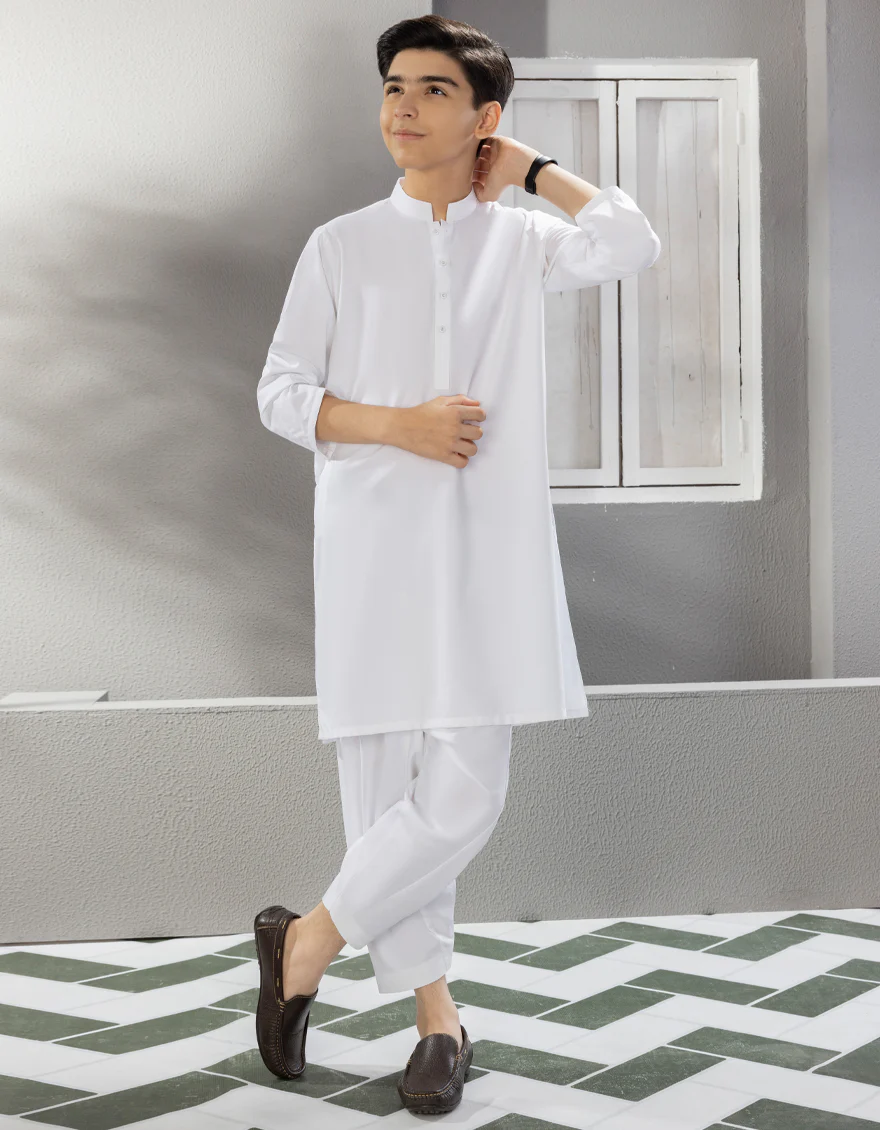 WHITE BLENDED KAMEEZ SHALWAR | JCKS-A-40221-R10-AP/S24/JJ9251-PN
