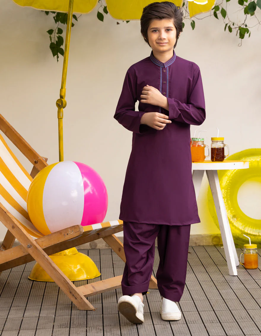BURGUNDY BLENDED KAMEEZ SHALWAR | JCKS-A-46562/S25/JJ9616-CL