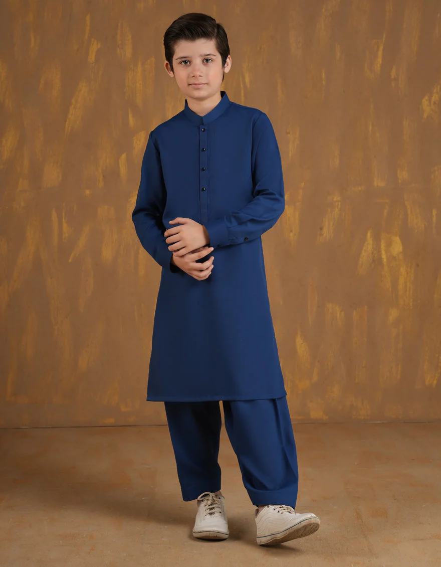 ELECTRIC BLUE BLENDED KAMEEZ SHALWAR | JCKS-A-90501/S24/JJ9663-SF