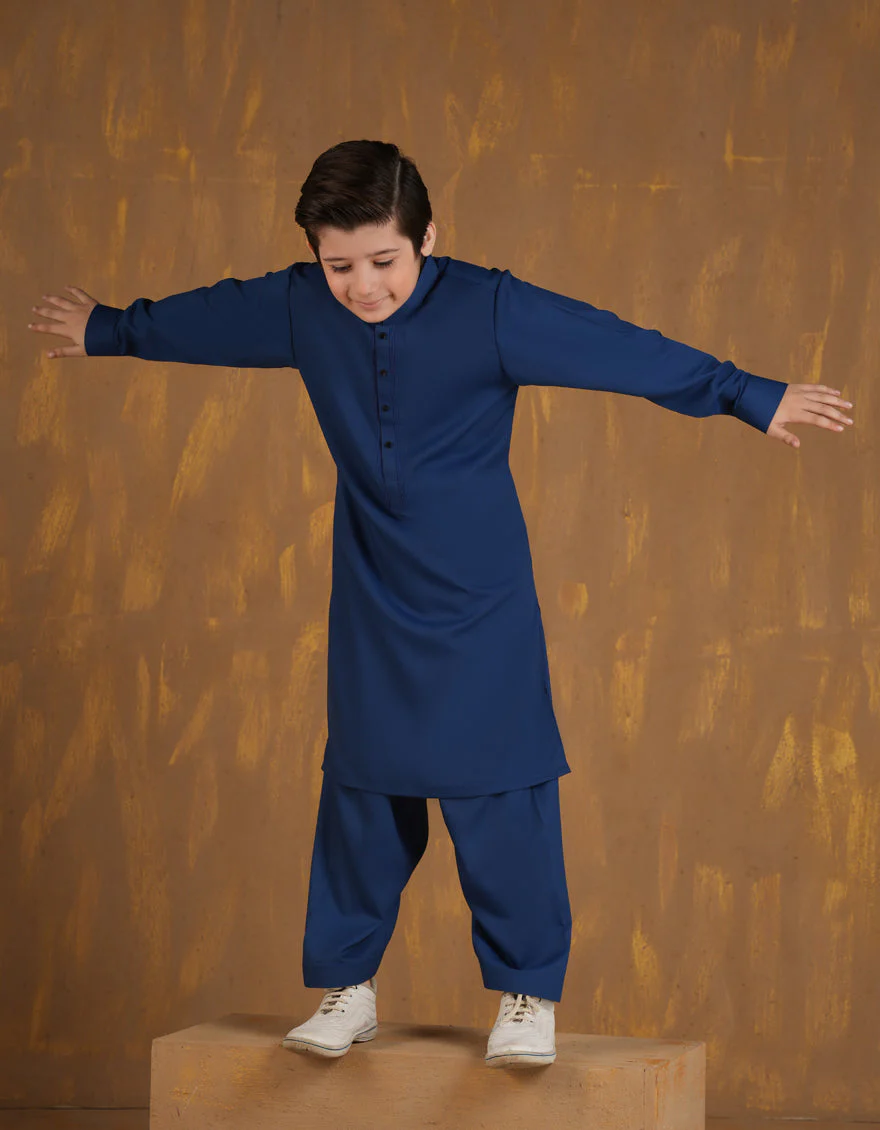 ELECTRIC BLUE BLENDED KAMEEZ SHALWAR | JCKS-A-90501/S24/JJ9663-SF - Image 3