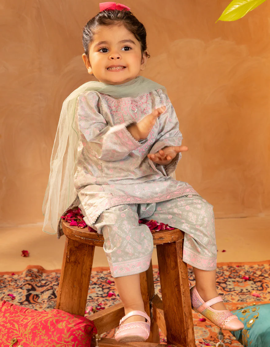 GREEN COTTON SILK 3PC STITCHED | JGK-S-JIF-25-1708 FB/IRIS-08