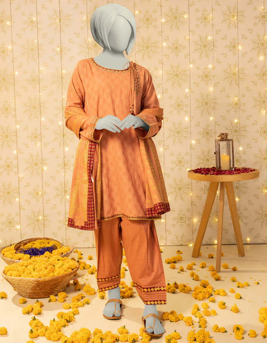 ORANGE DOBBY 3PC STITCHED | JGK-S-JTP-25-616 FB/DHANAK-06