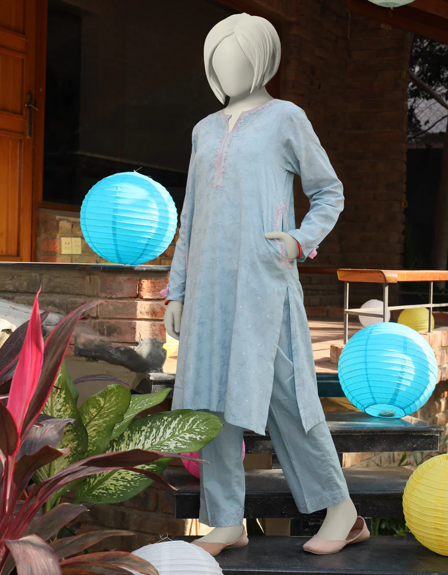 BLUE TEXTURED 2PC STITCHED | JGK-S-JTST-25-407 FB/CRAFT-01