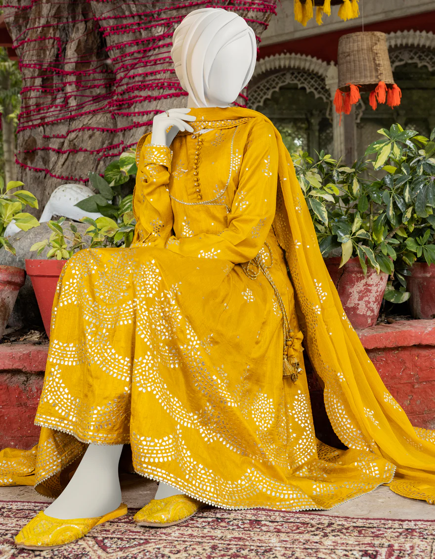 YELLOW RAW SILK 3PC STITCHED | JGK-S-YGTL-US-611-23 FB/KAYAL-718 - Image 3