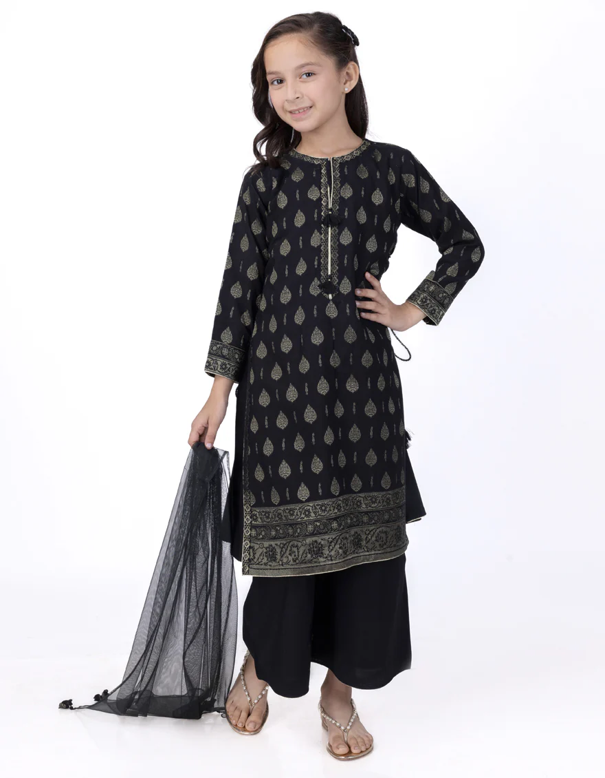 BLACK JACQUARD 3PC STITCHED | JGK-W-JWK-24-5009 FB/BROCADE BLEND -03