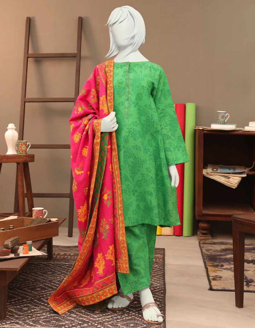 GREEN CAMBRIC 3PC STITCHED | JGK-YGK-JWT-W-US-22-3508 FB/FUSCHIA-633