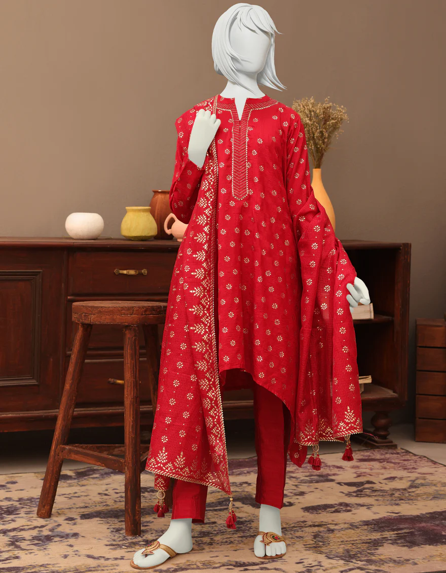 RED SILK 3PC STITCHED | JGK-YGTL-W-US-625-22 FB/KOCHAR
