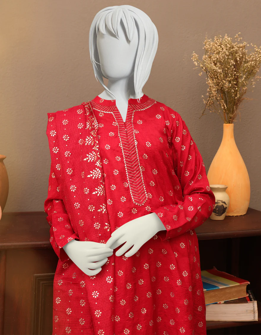 RED SILK 3PC STITCHED | JGK-YGTL-W-US-625-22 FB/KOCHAR - Image 3