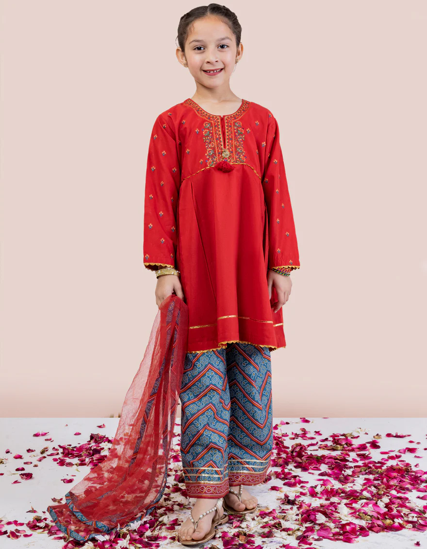 RED LAWN 3PC STITCHED | JGKL-S-24-1534 FB/CH