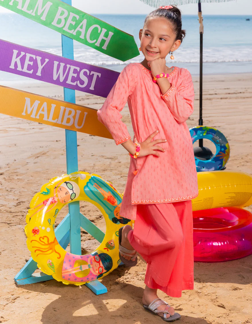 PEACH DOBBY 2PC STITCHED | JGKL-S-JGST-25-5611 FB/VIVID-2