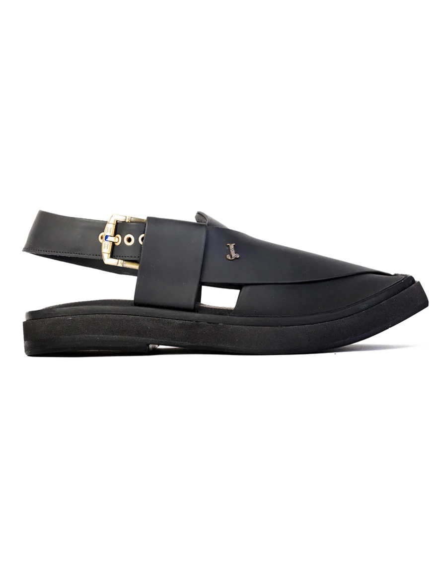 MATT BLACK NONE PESHAWARI SANDALS | JJFW-JPC-109-KC/S25-ZA-PLN - Image 2