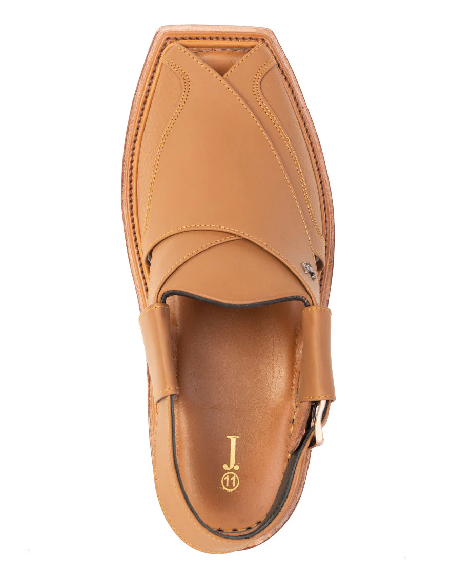 MUSTARD PLAIN PESHAWARI SANDALS | JJFW-JPC-11505/S25-ZU-PLN - Image 3