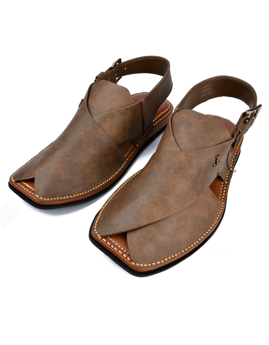 BROWN PLAIN PESHAWARI SANDALS | JJFW-JPC-4016/S24-ZR