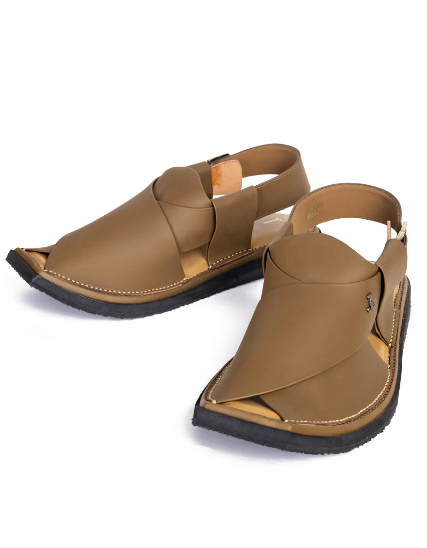 CAMEL BROWN PLAIN PESHAWARI SANDALS | JJFW-JPC-9014/S25-SC-PLN