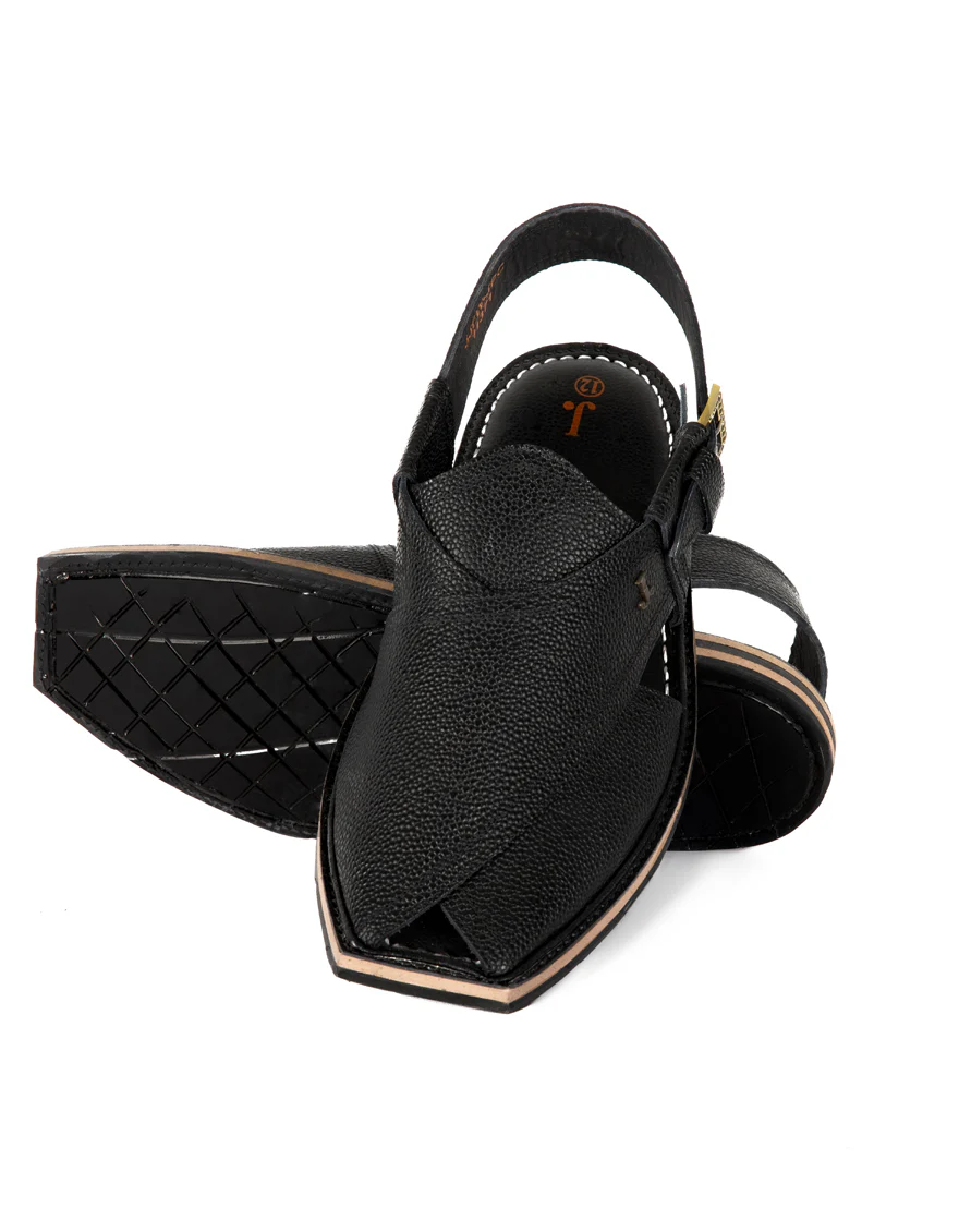 BLACK PESHAWARI SANDALS | JJFW-JPC-US-11371/S22-BL-TXT