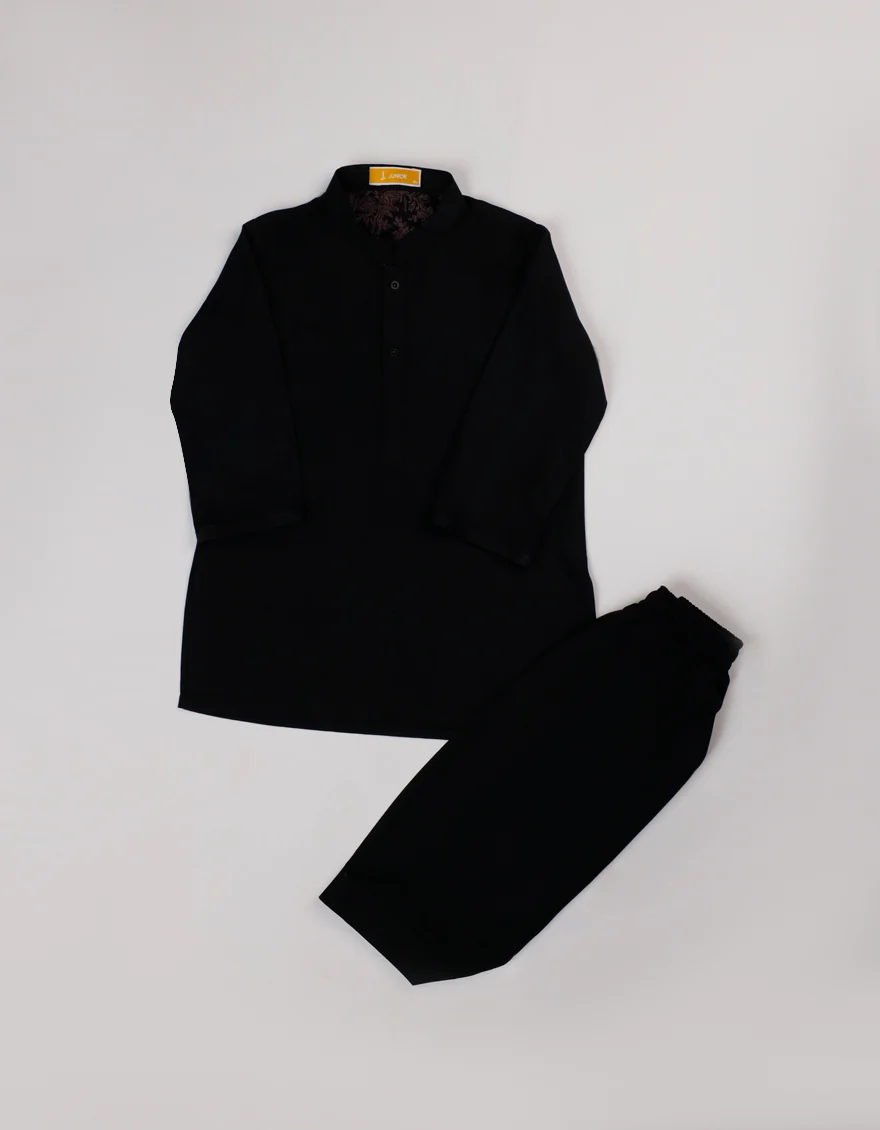 BLACK BLENDED KAMEEZ SHALWAR | JJIKS-A-39456/S25/JJ9942-PN