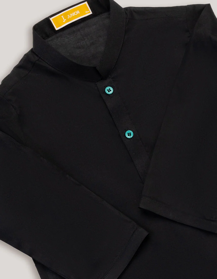 BLACK COTTON KAMEEZ SHALWAR | JJIKS-A-46676/S25/JJ9784-PN - Image 2