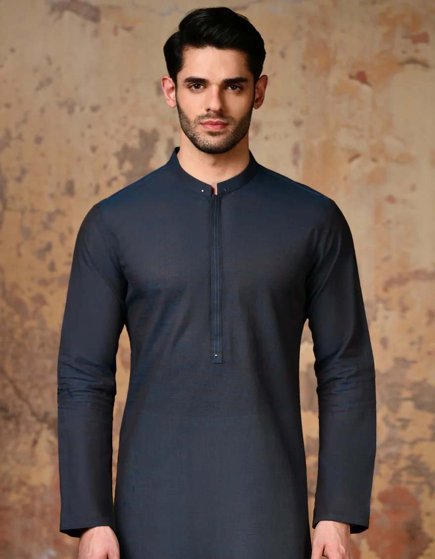 BLUE COTTON KURTA | JJK-A-32881/S24/JJ92 - Image 3