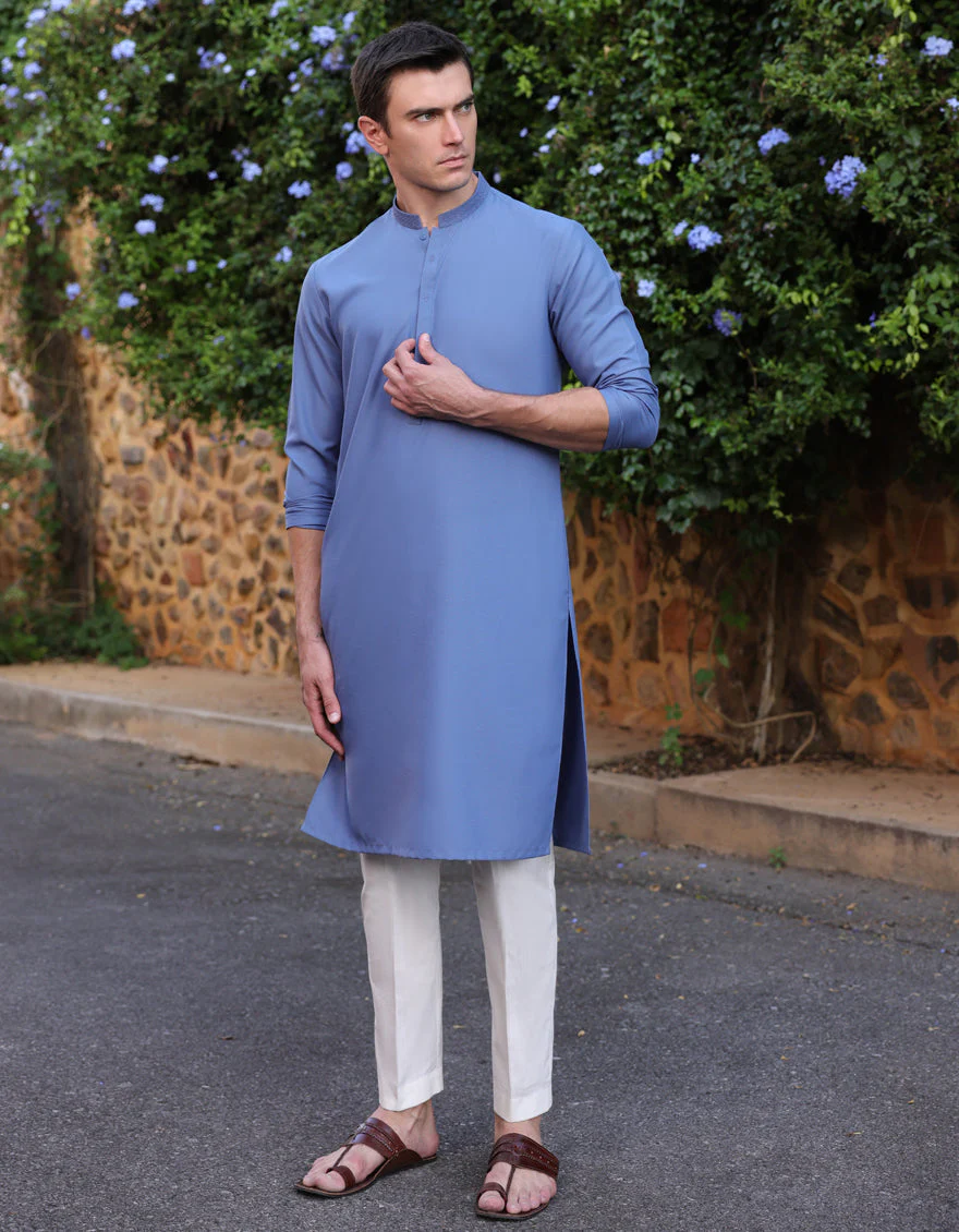 LIGHT BLUE BLENDED KURTA | JJK-A-33059/S25/JJ9360-SF