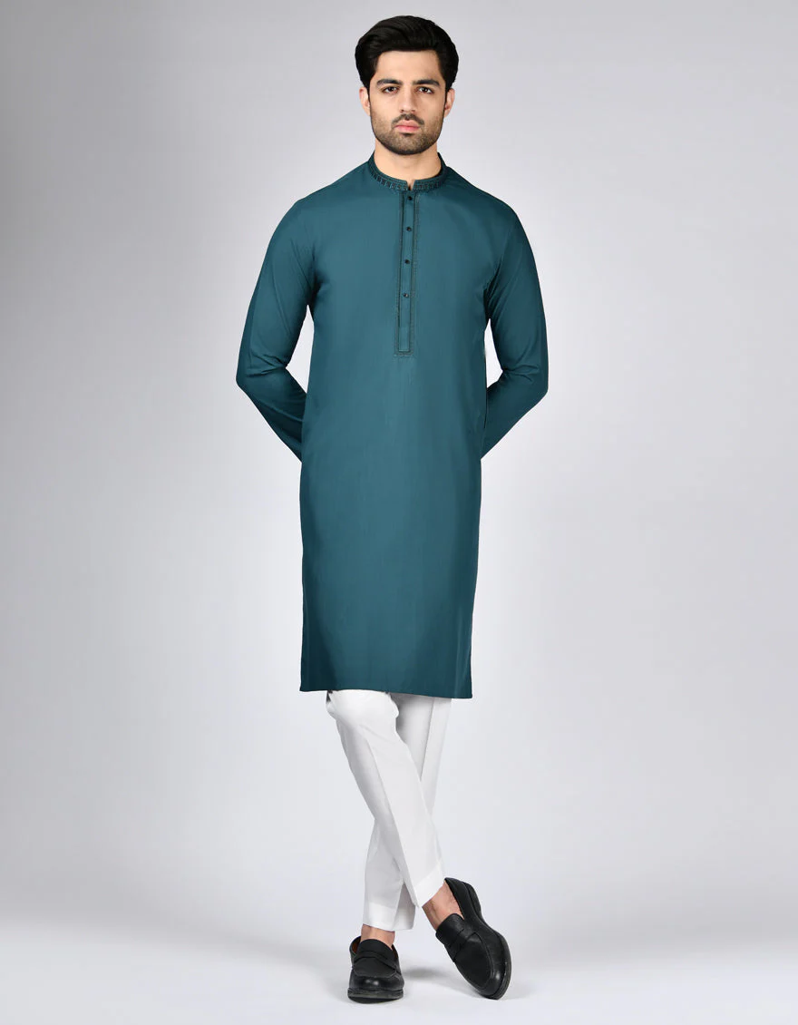 DARK GREEN BLENDED KURTA | JJK-A-33151/S24/JJ9571-SF