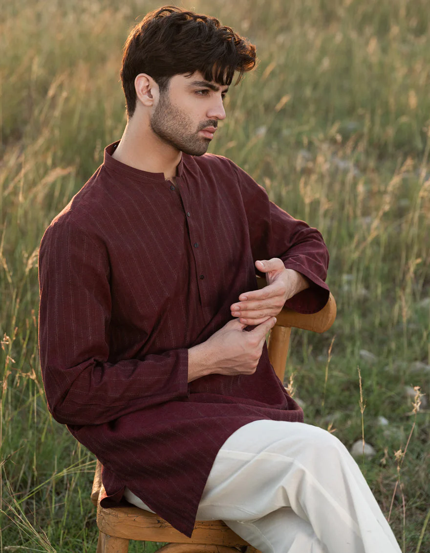 MAROON COTTON KURTA | JJK-A-34833/S24/JMR3113-PN - Image 2