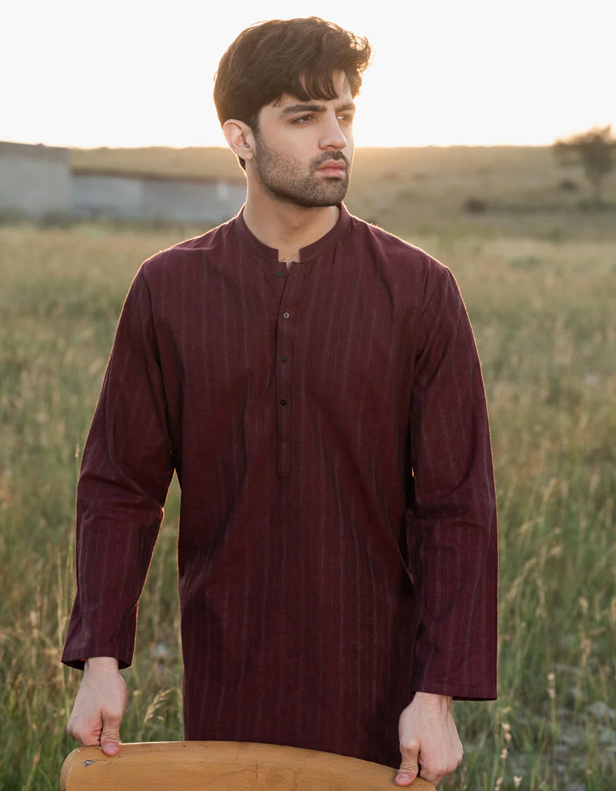 MAROON COTTON KURTA | JJK-A-34833/S24/JMR3113-PN - Image 4