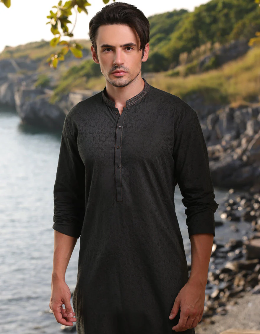 GREEN COTTON KURTA | JJK-A-34952/S25/JJ9778-FL - Image 2