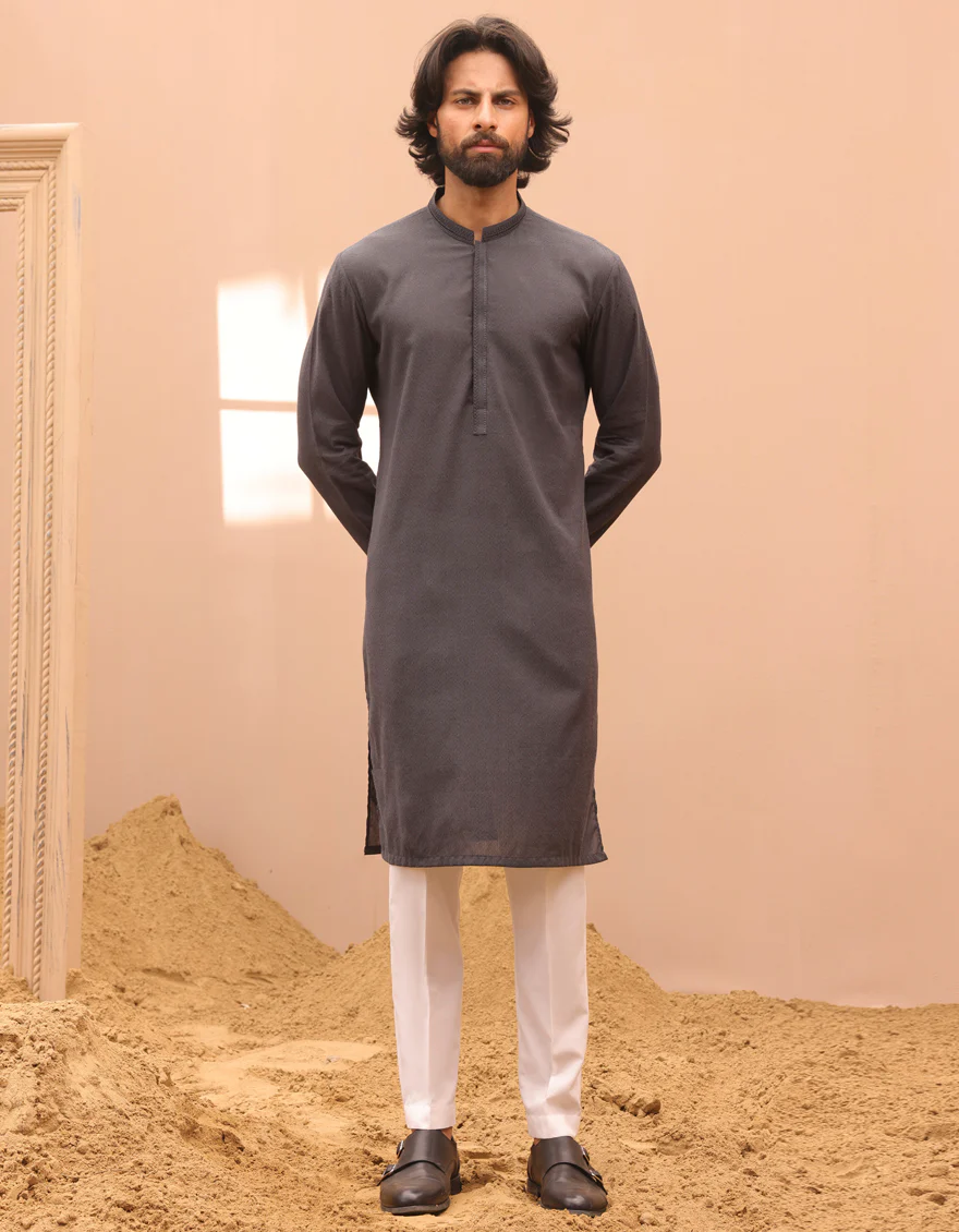 BLACK COTTON KURTA | JJK-A-37899/S24/JJ9226-SF