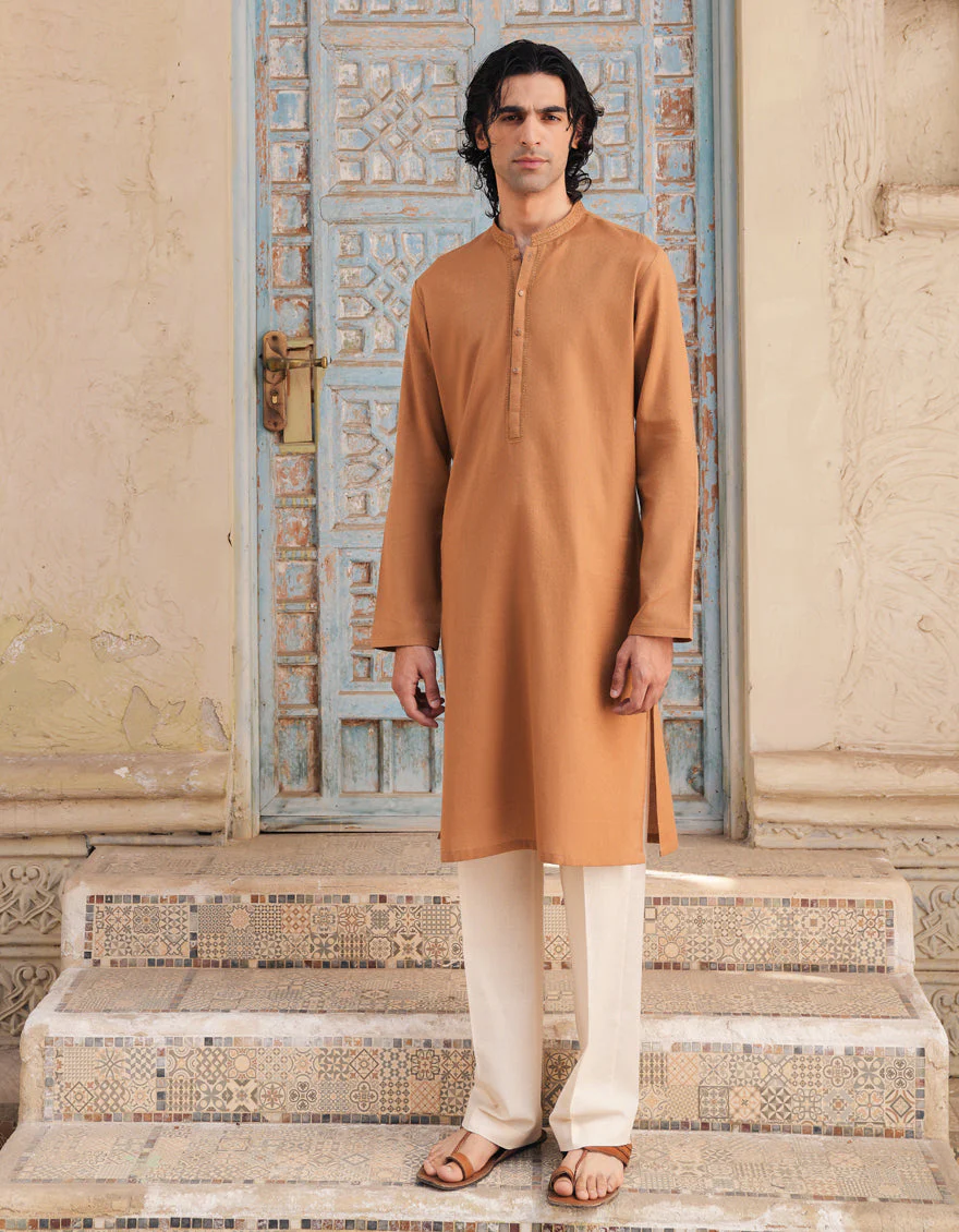 GOLDEN COTTON KURTA | JJK-A-46664/S25/JJ9221-SF