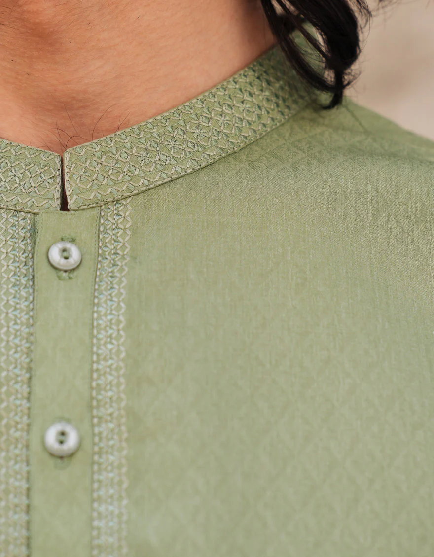 GREEN BLENDED KURTA | JJK-A-46710/S25/JJ9847-SF - Image 3