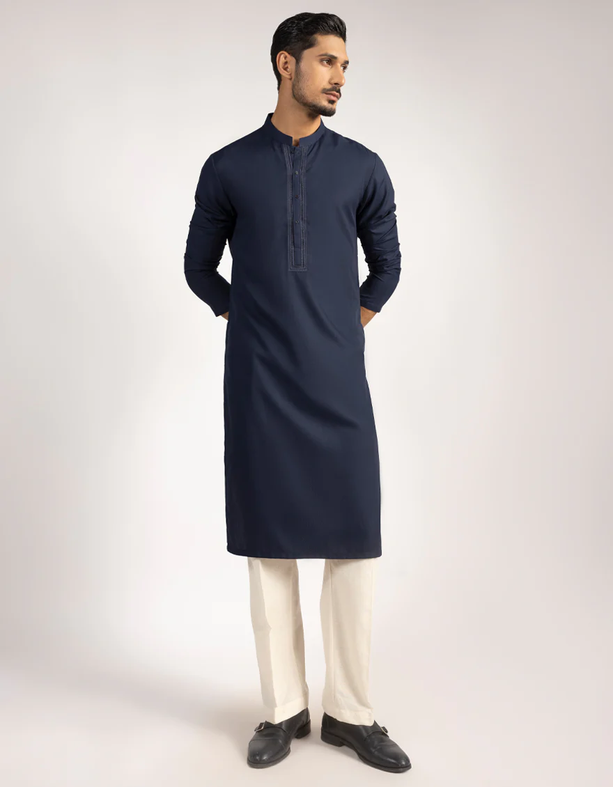NAVY BLUE BLENDED KURTA | JJK-A-46905/S25/JJ8151-SF