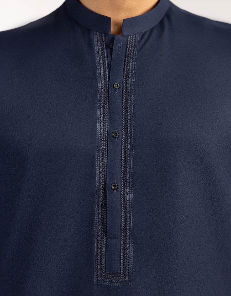NAVY BLUE BLENDED KURTA | JJK-A-46905/S25/JJ8151-SF - Image 4
