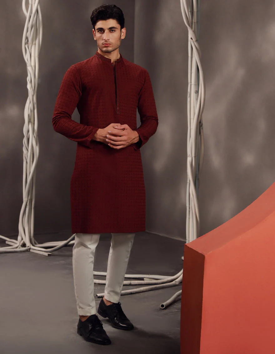 PLUM COTTON KURTA | JJK-A-47280/S24/JJ9631-FL
